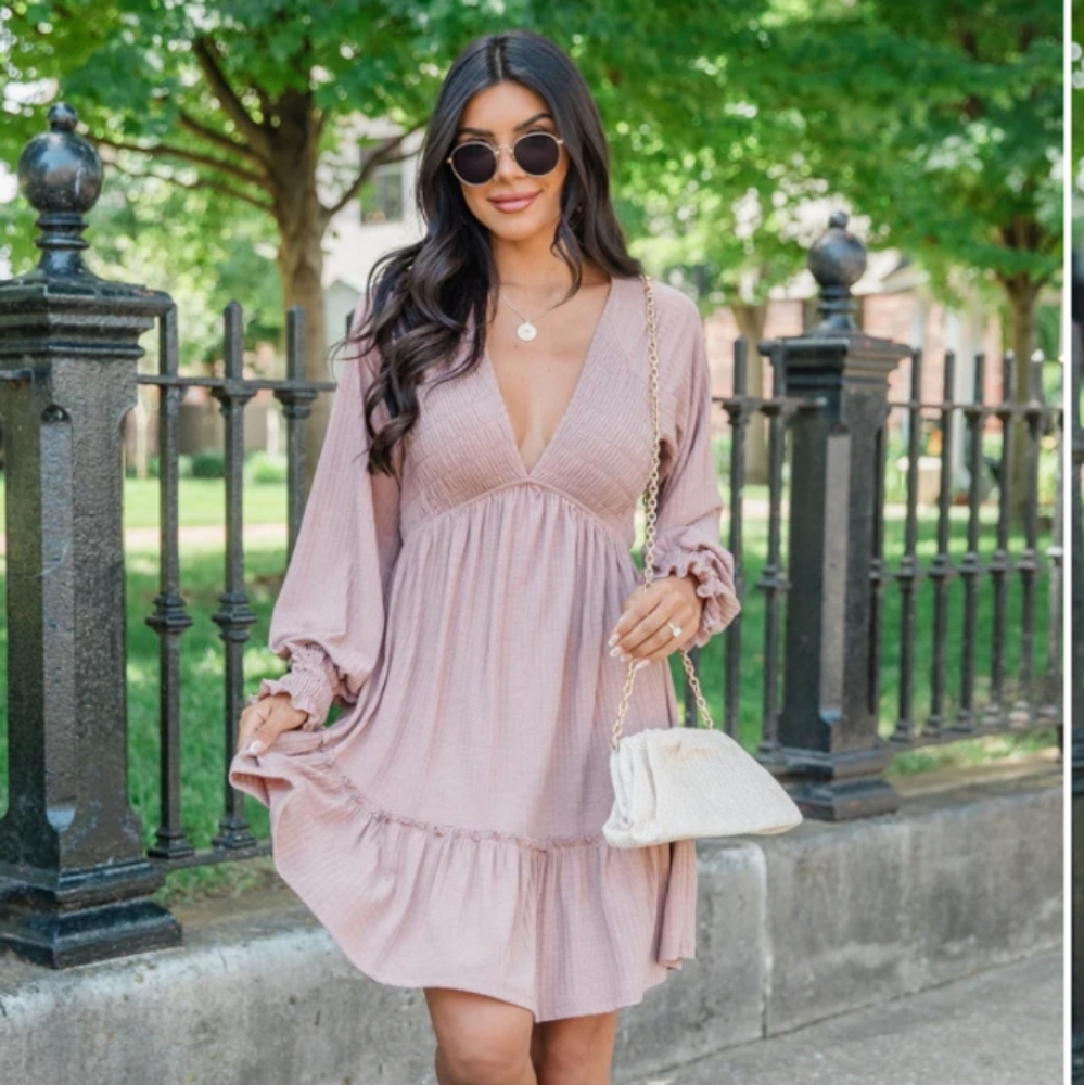 Mauve textured mini dress